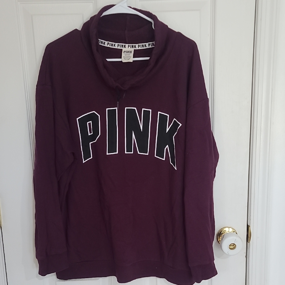 PINK Victoria's Secret Women's Cowl Neck Sweater - Maroon